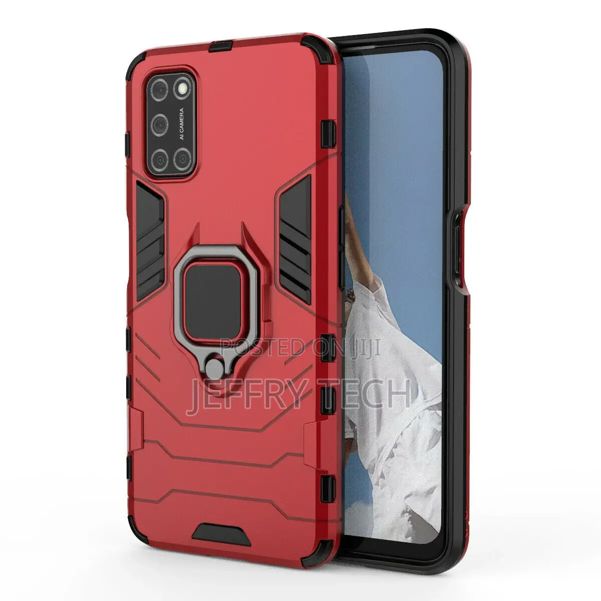 OPPO A91 A52 Case Flexible Slim Armor Kickstand Shockproof C