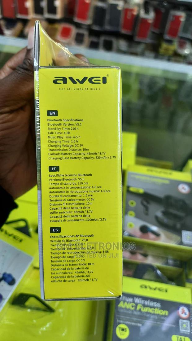 AWEI T36 TWS Bluetooth 5.0 Earphone Touch Stereo With Mic - thumbnail 3