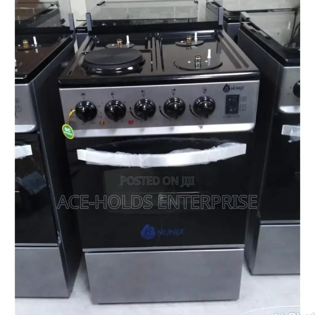 Glass Top 3+1 Nunix Standing Oven Cooker With Electric Oven.