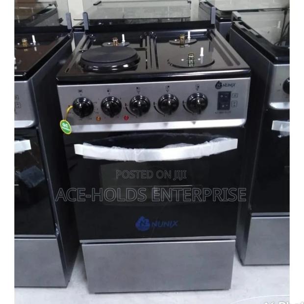 Glass Top 3+1 Nunix Standing Oven Cooker With Electric Oven.