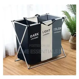 *3 Compartment Foldable Laundry Basket