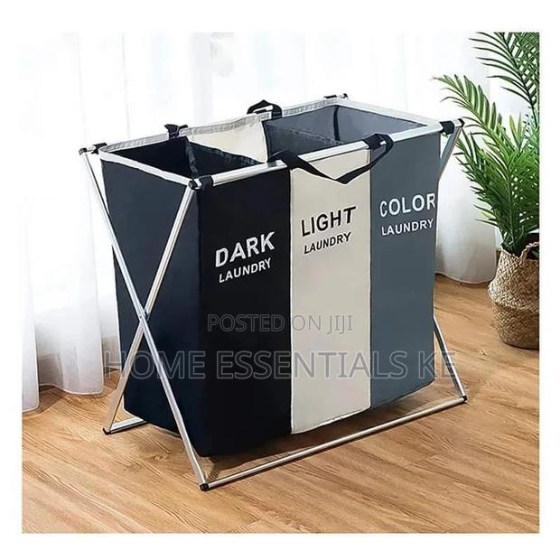 *3 Compartment Foldable Laundry Basket