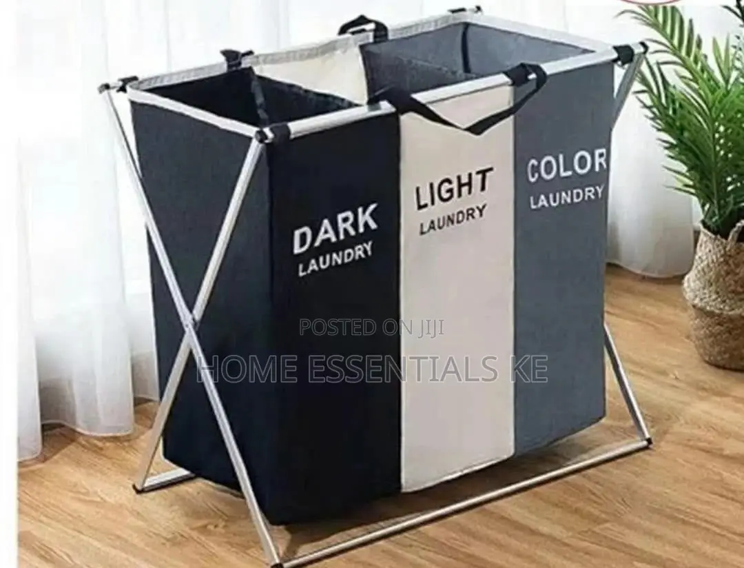 *3 Compartment Foldable Laundry Basket