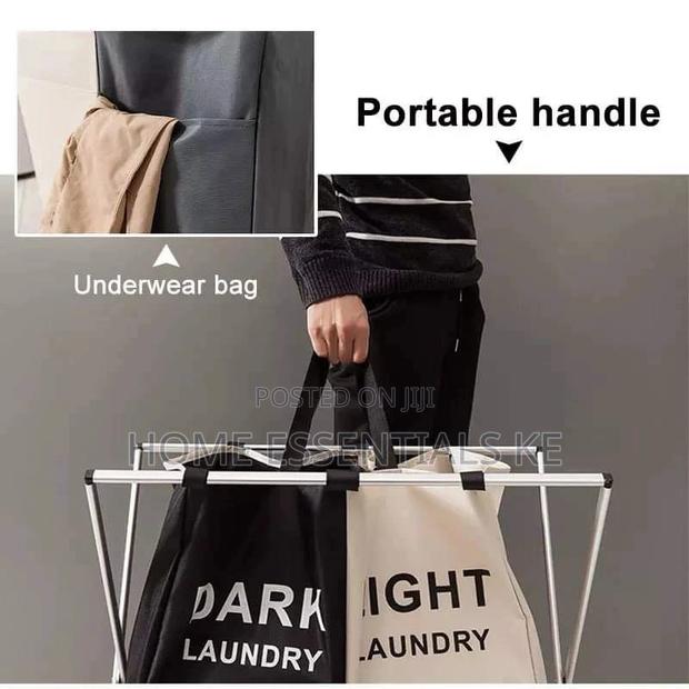 *3 Compartment Foldable Laundry Basket - thumbnail 4