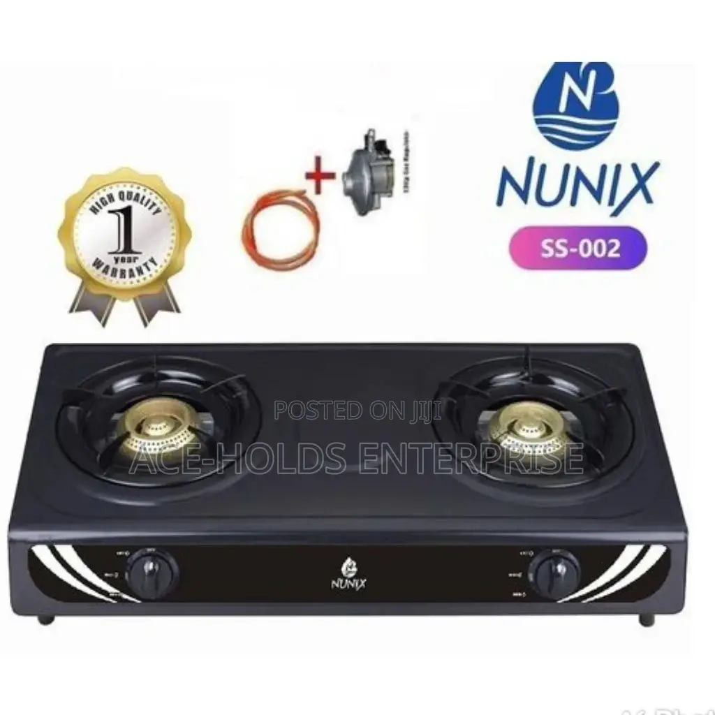 Black Complete 2 Burner Cooker+Regulator+Pipe