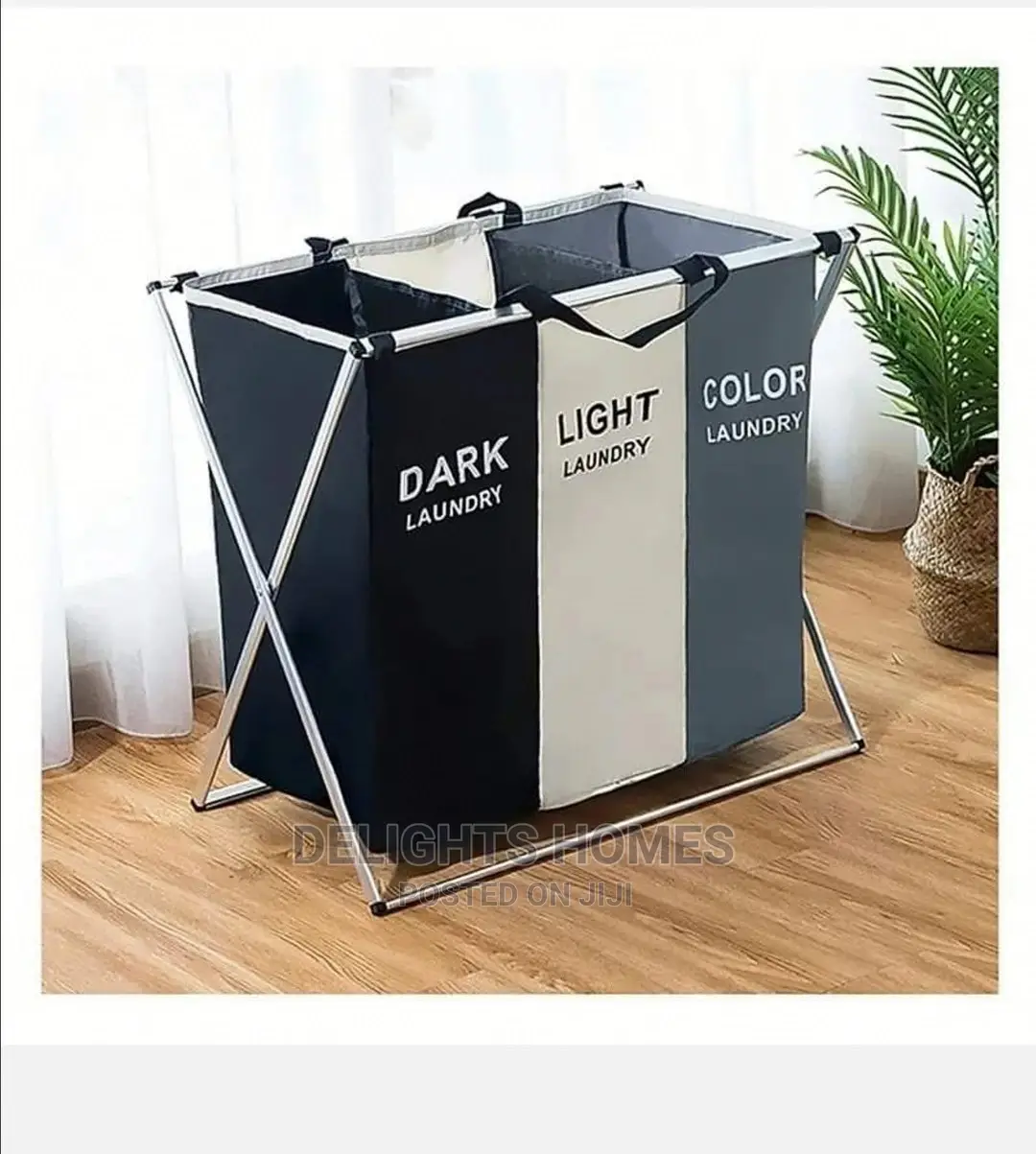 *3 Compartment Foldable Laundry Basket