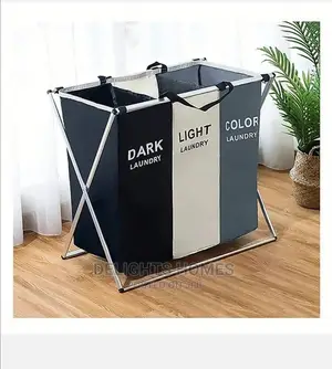 *3 Compartment Foldable Laundry Basket