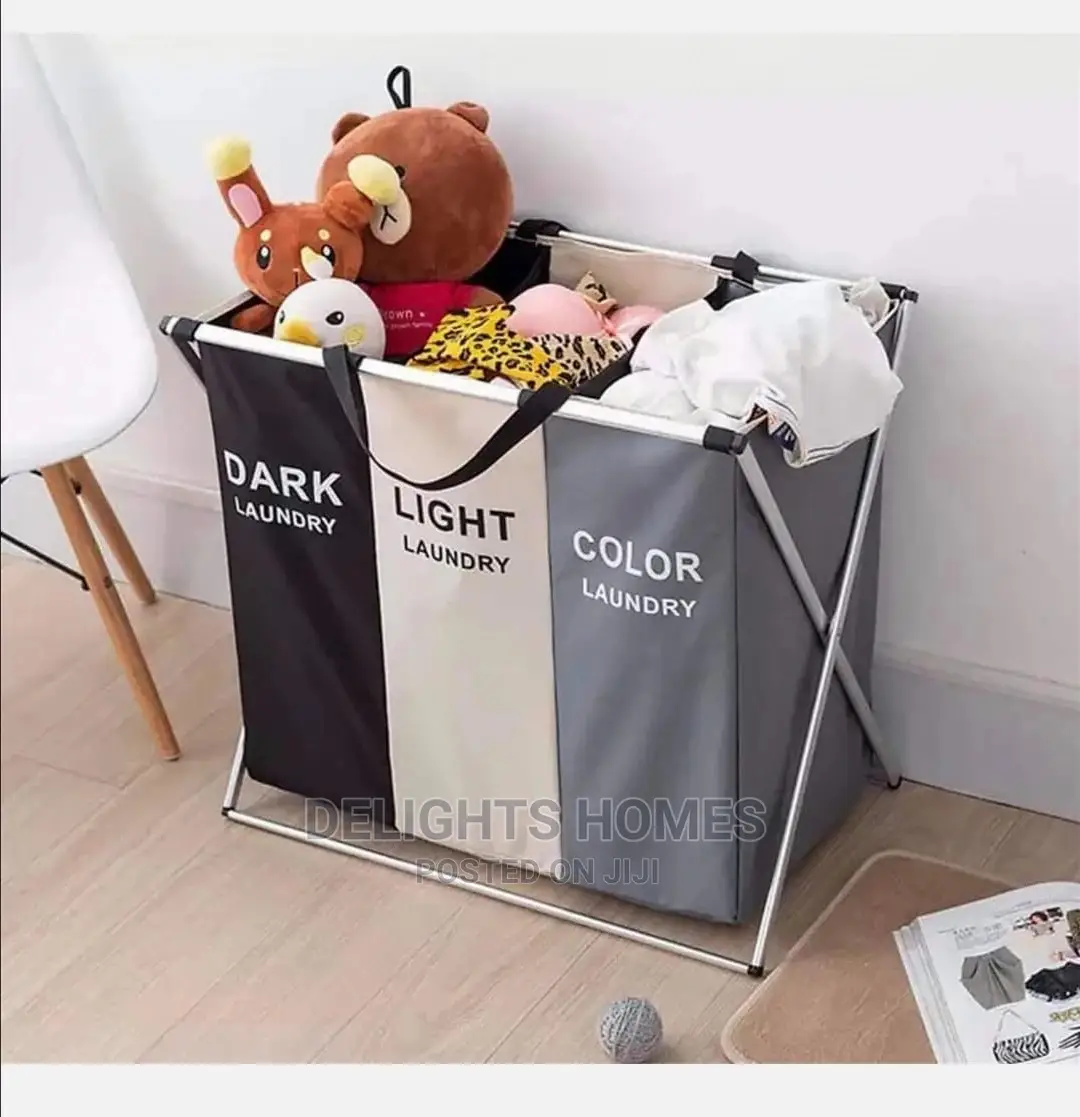 *3 Compartment Foldable Laundry Basket