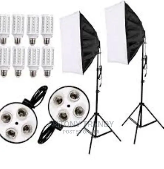 Photocame Softbox + 4 Socket E27 Lamp Bulb Head