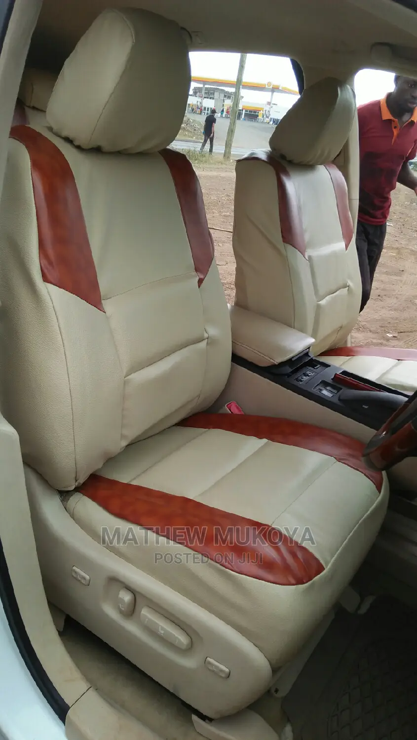 Cream and Brown Car Seat Covers