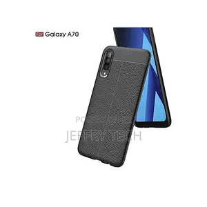 Litchi Pattern Silicone Case for Samsung Galaxy A70 - Black