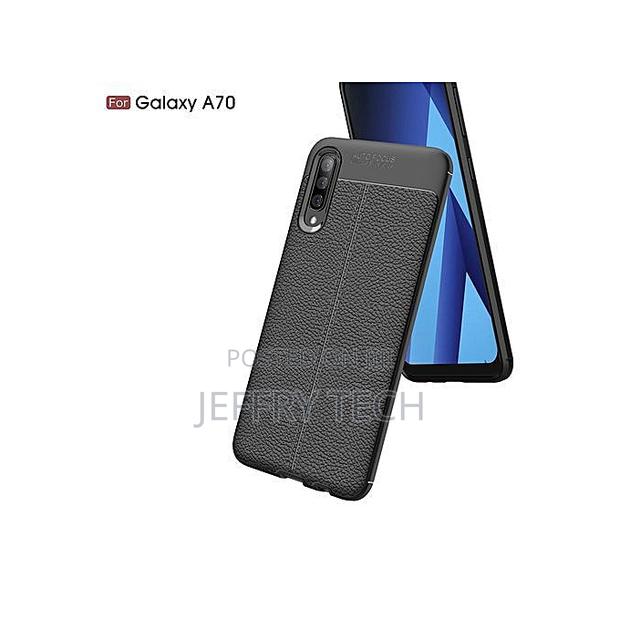 Litchi Pattern Silicone Case for Samsung Galaxy A70 - Black