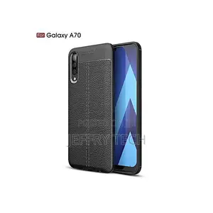 Litchi Pattern Silicone Case for Samsung Galaxy A70 - Black