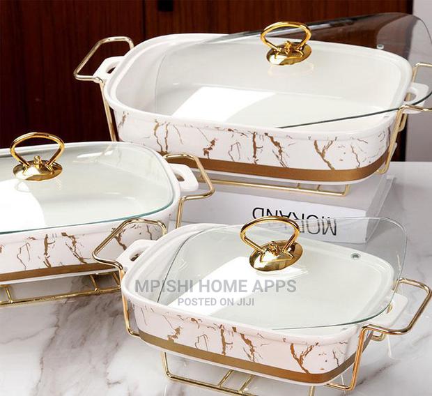 3pcs Rectangular Ceramic Food Warmers - thumbnail 3