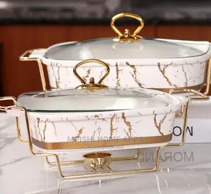 3pcs Rectangular Ceramic Food Warmers