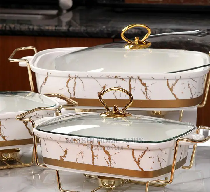 3pcs Rectangular Ceramic Food Warmers