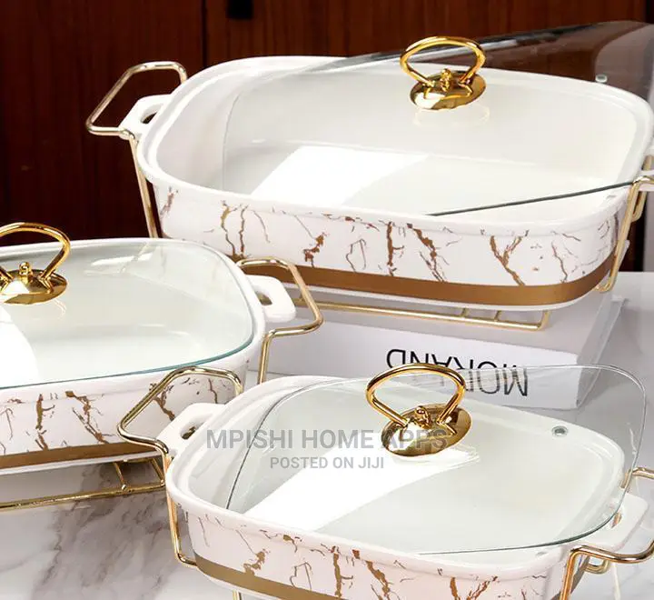 3pcs Rectangular Ceramic Food Warmers