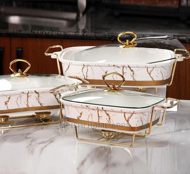 3pcs Rectangular Ceramic Food Warmers - thumbnail 2