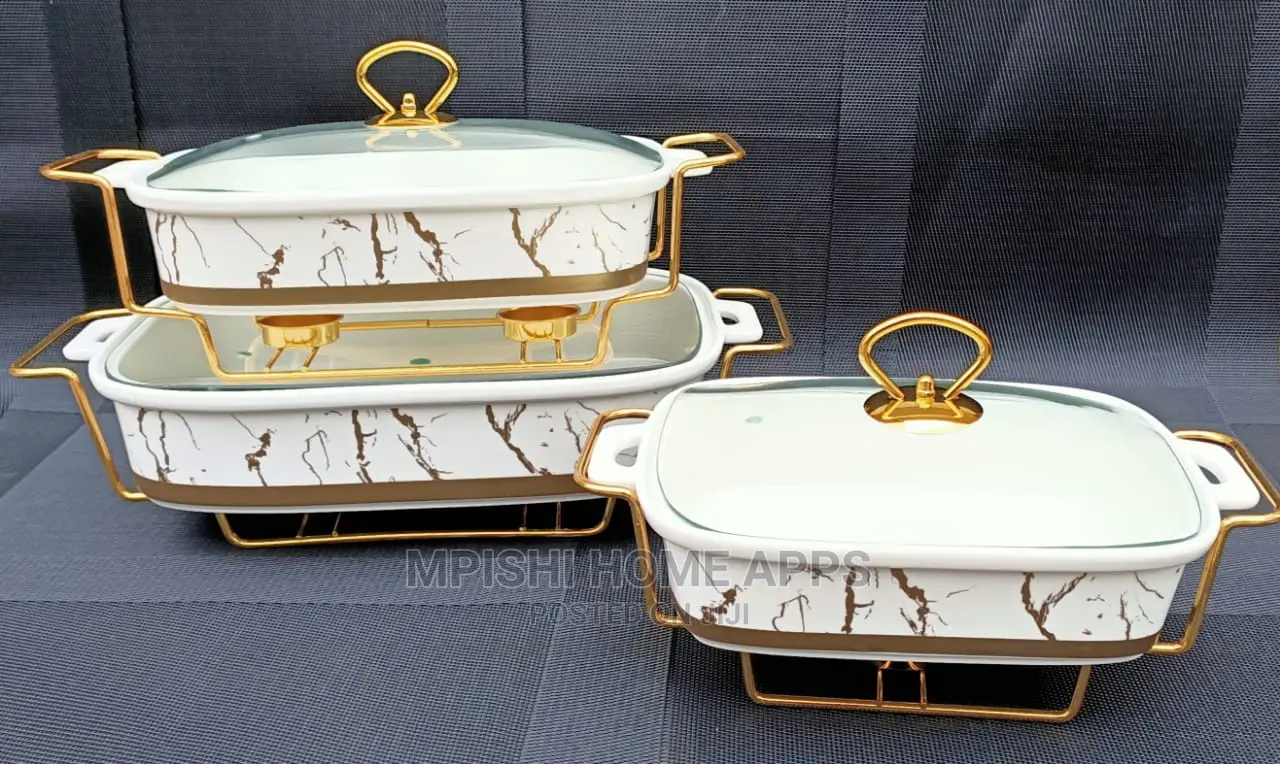 3pcs Rectangular Ceramic Food Warmers