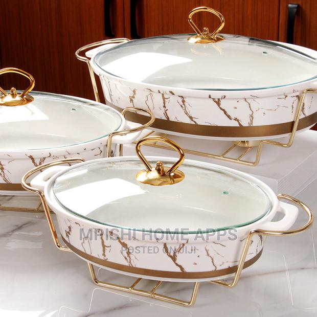 3pcs Ceramic Food Warmer Oval - thumbnail 3