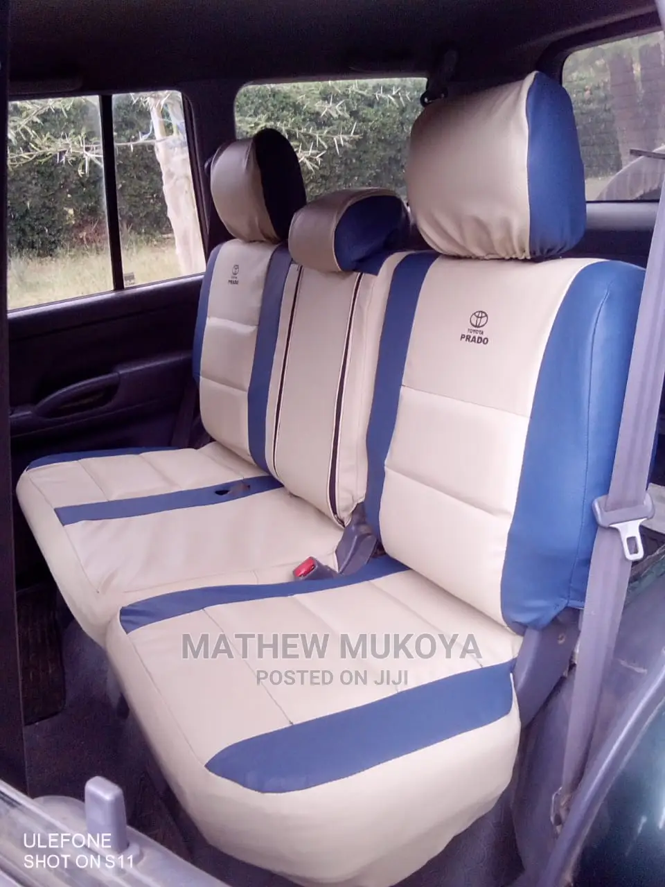 Blue and Cream Car Seat Covers