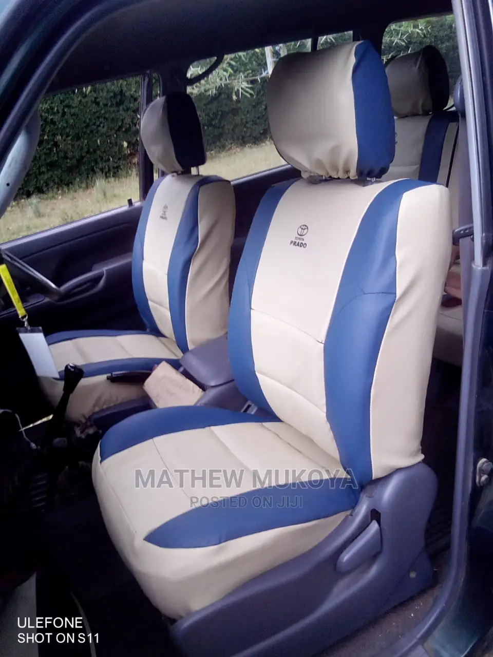 Blue and Cream Car Seat Covers
