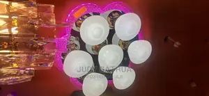 Chandeleir 7 Bulb Pink Surrounding