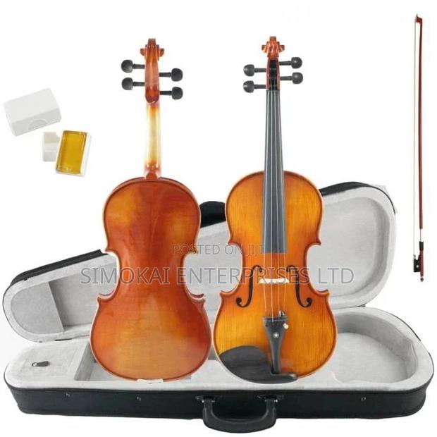 New Solid Wood Violin With Case - main view