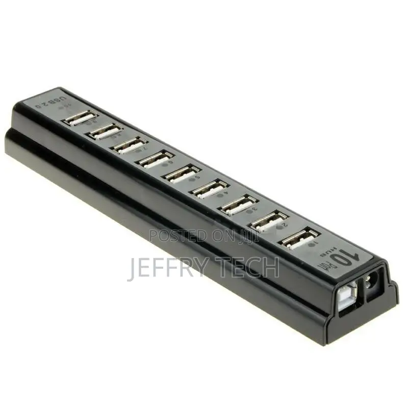 10 Port USB 2.0 External HUB With Power Adapter for PC MAC C