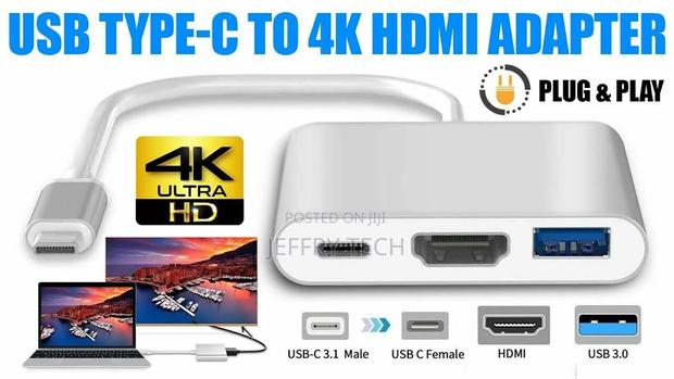 3.0 USB HUB 3 In1 Type C to USB-C 4K HDMI Powered Adapter Ca - thumbnail 2