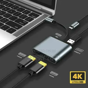 4 in 1 Type-C to 4K Dual HDMI USB 3.0 Hub Adapter Cable PD C