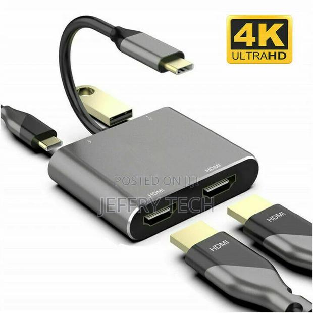 4 in 1 Type-C to 4K Dual HDMI USB 3.0 Hub Adapter Cable PD C - thumbnail 3