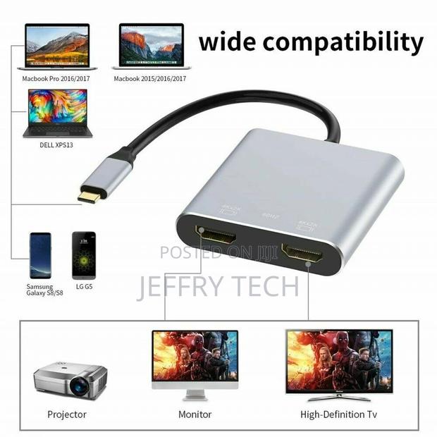 4 in 1 Type-C to 4K Dual HDMI USB 3.0 Hub Adapter Cable PD C - thumbnail 4