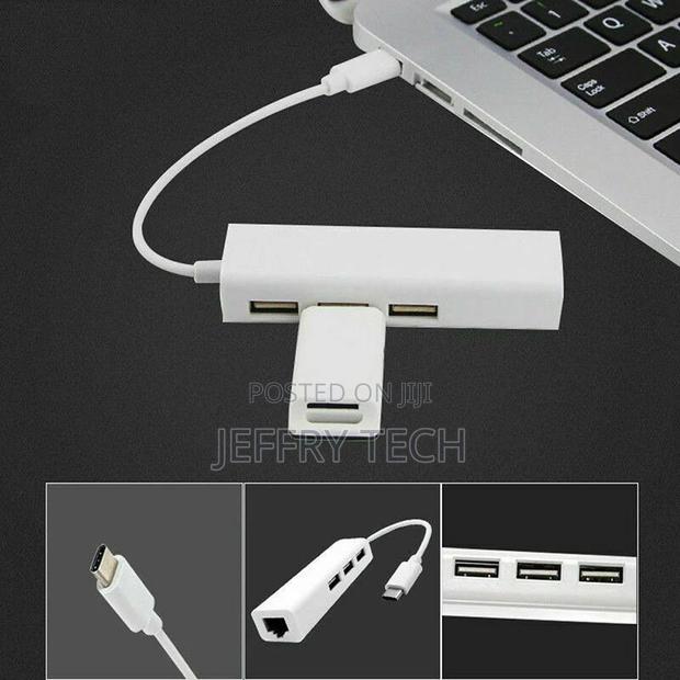USB-C USB3.1 Type C to USB RJ45 Ethernet Lan Adapter Hub Cab - thumbnail 3