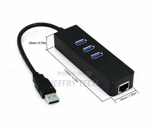 USB 3.0 HUB 3 Port With RJ45 Gigabit Ethernet Adapter for PC