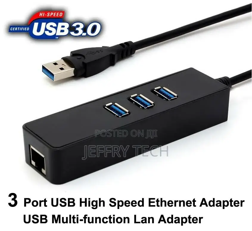 USB 3.0 HUB 3 Port With RJ45 Gigabit Ethernet Adapter for PC