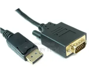1.5m Displayport to VGA Cable 28AWG Gold Plated Black