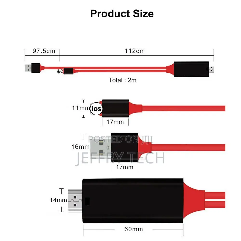 Lightning to HDMI TV 1080P AV Adapter Cable iPad iPhone 7 8