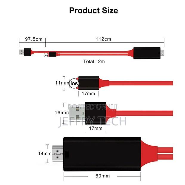 Lightning to HDMI TV 1080P AV Adapter Cable iPad iPhone 7 8 - thumbnail 3