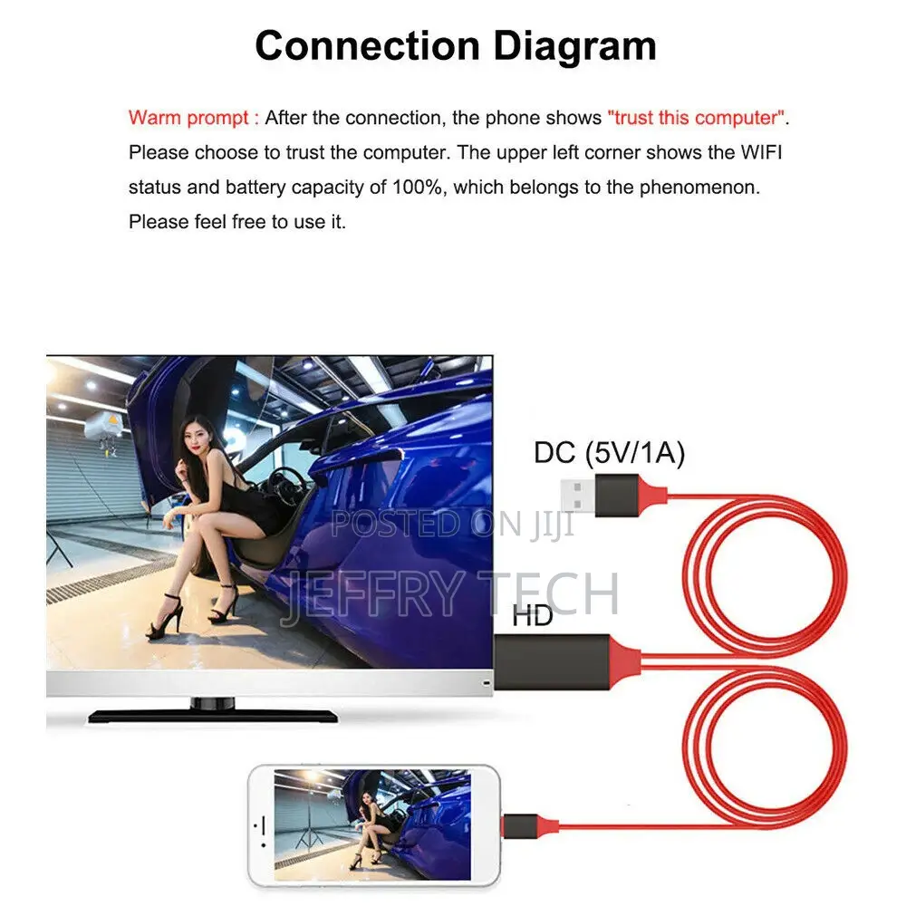 Lightning to HDMI TV 1080P AV Adapter Cable iPad iPhone 7 8