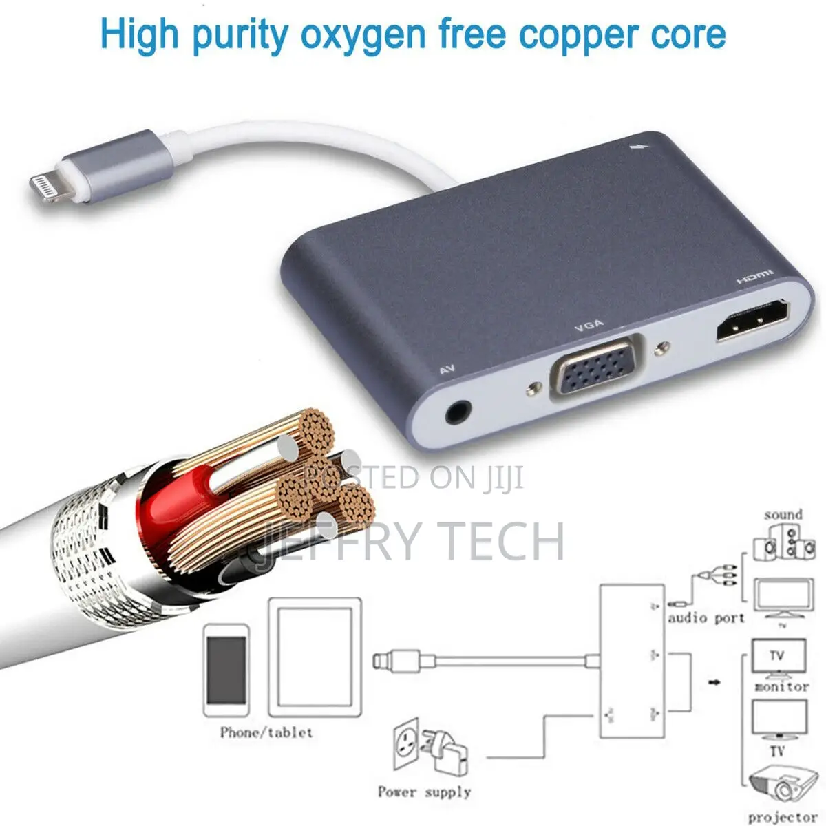 3 in 1 Apple 8-Pin to HDMI VGA Audio 3.5mm Digital AV Adapte
