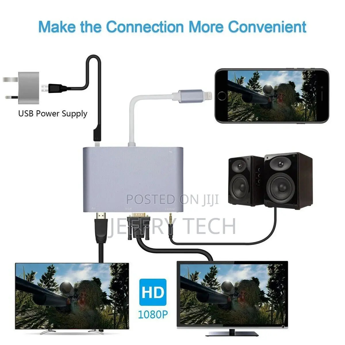 3 in 1 Apple 8-Pin to HDMI VGA Audio 3.5mm Digital AV Adapte