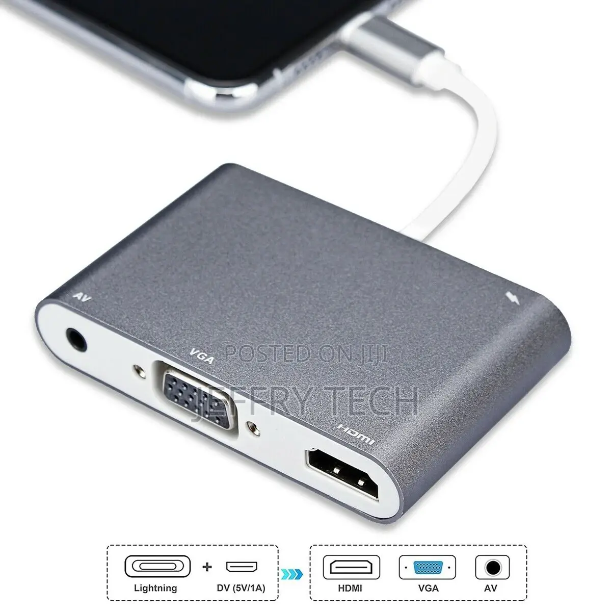 3 in 1 Apple 8-Pin to HDMI VGA Audio 3.5mm Digital AV Adapte