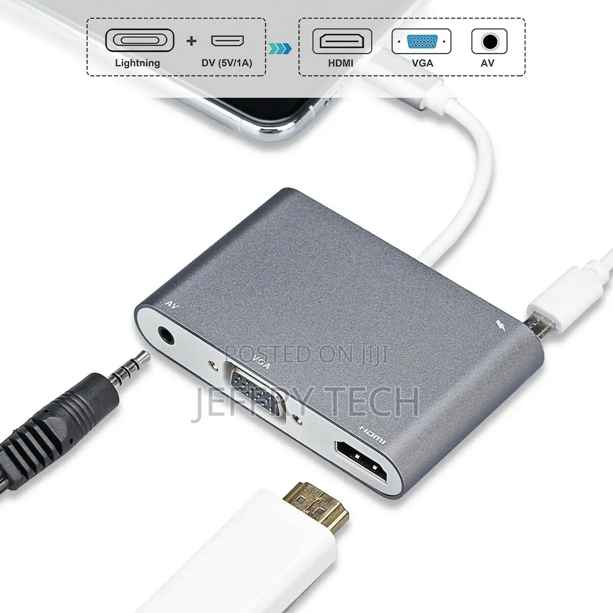 3 in 1 Apple 8-Pin to HDMI VGA Audio 3.5mm Digital AV Adapte