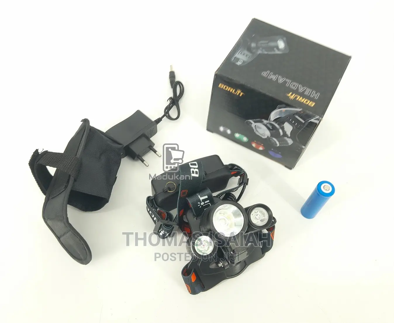 Rechargeable 3 LED Headlamp Head Torch With Bicycle Mount