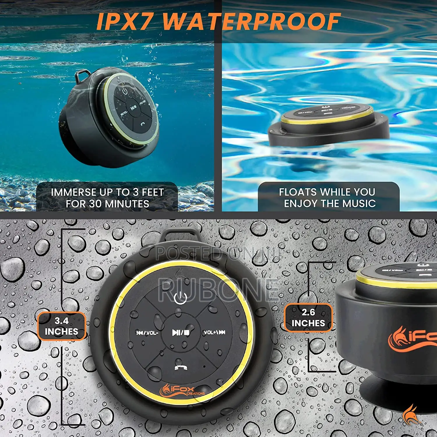 Ifox If012 Bluetooth Shower Speaker - Certified Waterproof