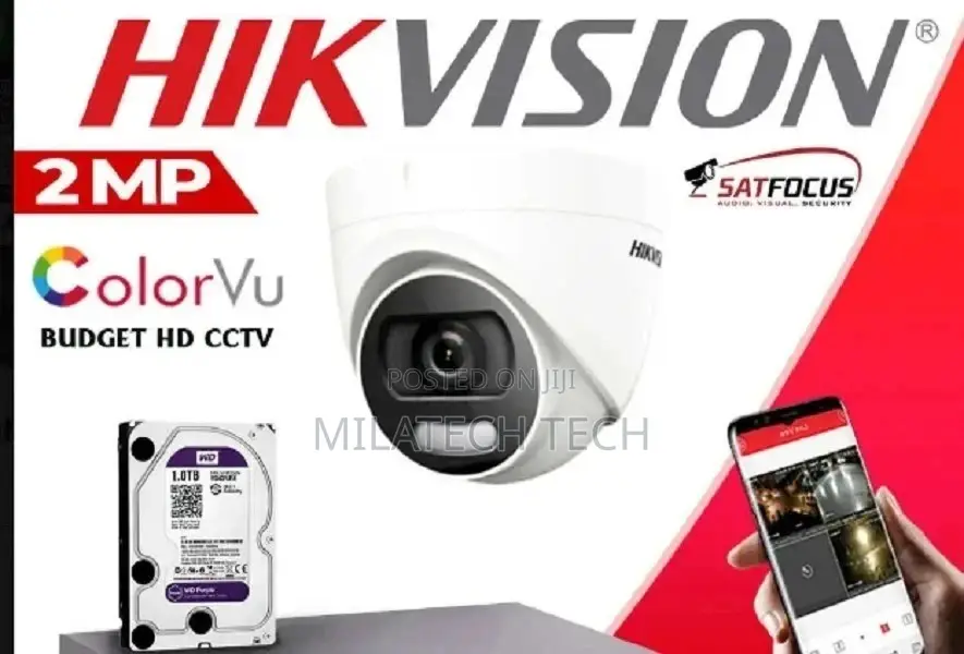 HIKVISION AHD 2MP Colorvu CCTV Security 4 Camera Package +1