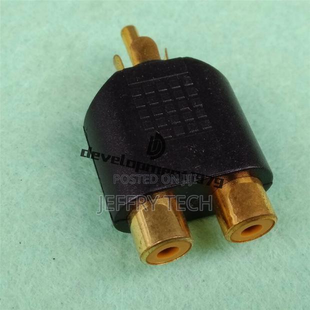 Male Jack to 2 Dual RCA Female Plug AV Stereoaudio Adapter Y - thumbnail 3