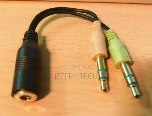 3.5mm Female to 2 Male Jack Plug Headphone Mic Stereo Audio