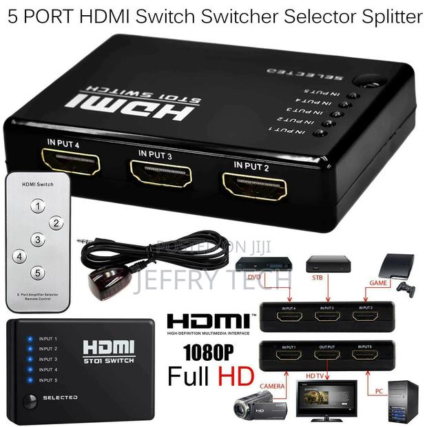 5 Port 1080P HDMI Switch Selector Switcher Splitter Hub+Remo - thumbnail 2